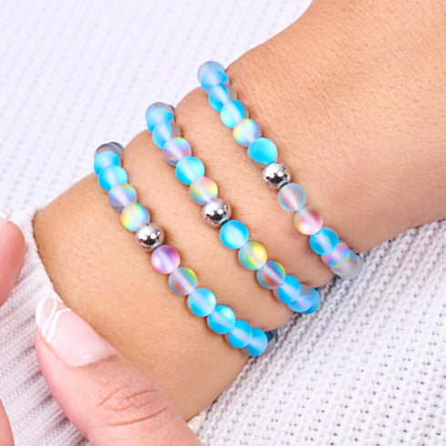 Blaue Limonade | Silber | Meerjungfrau Glasperlenarmband